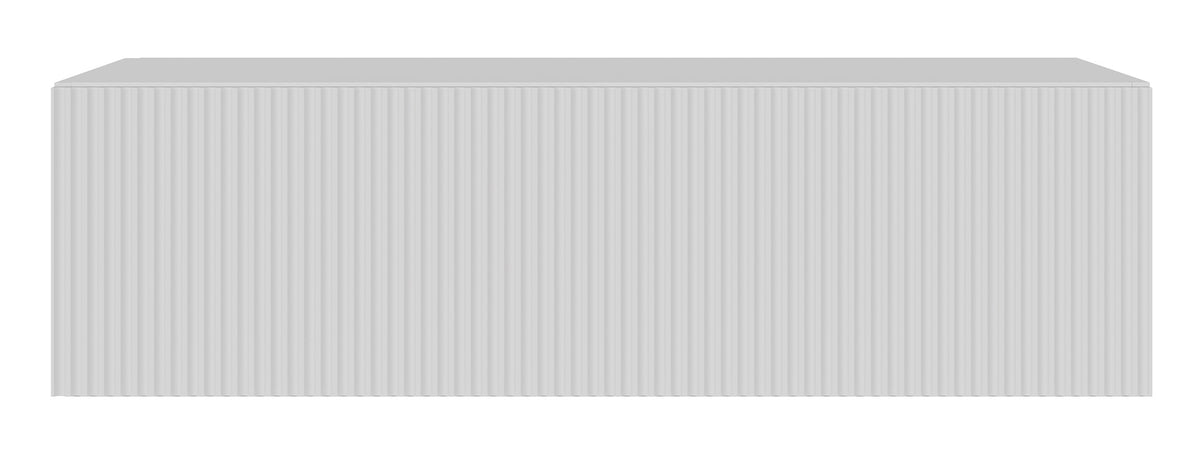Hängender einflügeliger TV-Schrank Veldio mit geriffelter Front, 100 cm, weiß