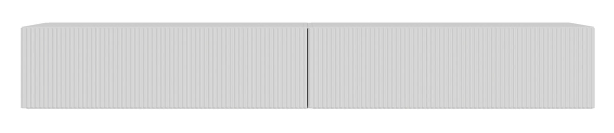 Hängender TV-Schrank Veldio mit zwei Türen und gerillter Front, 200 cm, weiß