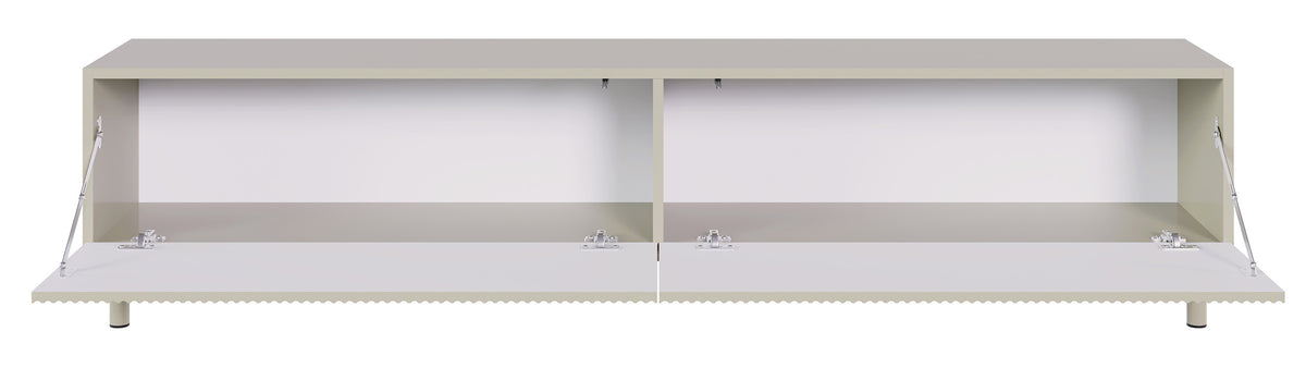 Meuble TV Veldio New avec façade rainurée 175 cm gris beige