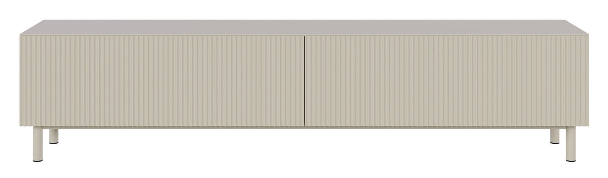 Meuble TV Veldio New avec façade rainurée 175 cm gris beige