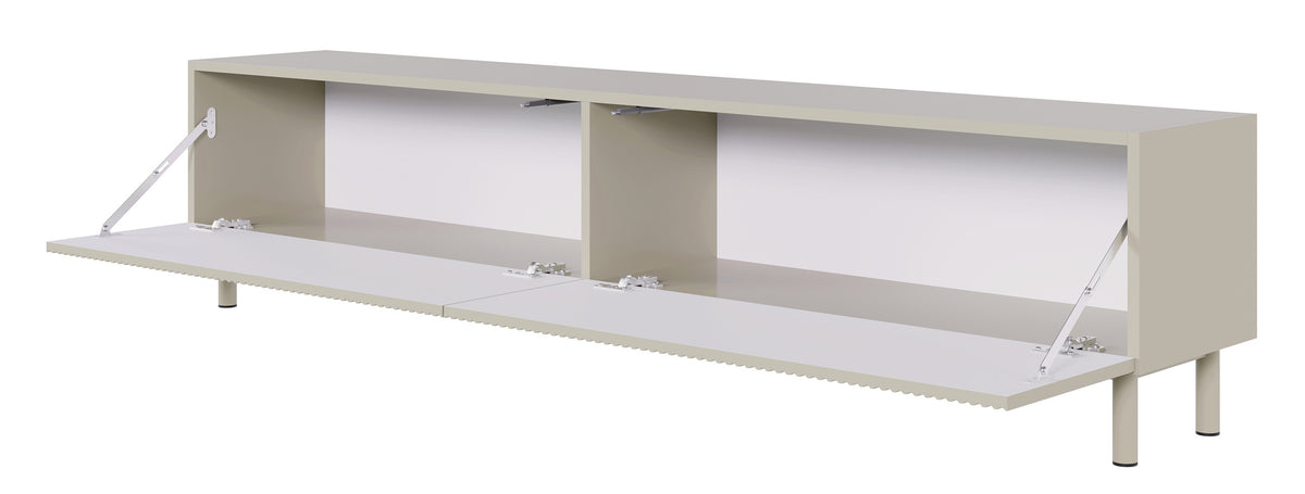 Meuble TV Veldio New avec façade rainurée 175 cm gris beige