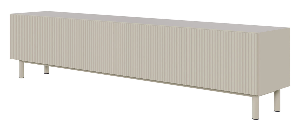 Meuble TV Veldio New avec façade rainurée 175 cm gris beige