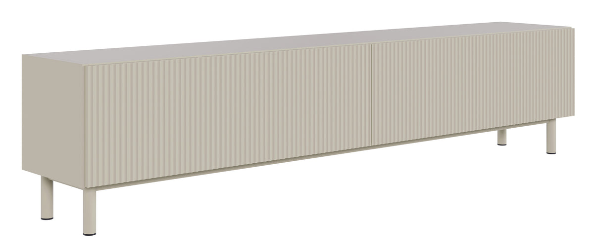 Meuble TV Veldio New avec façade rainurée 175 cm gris beige