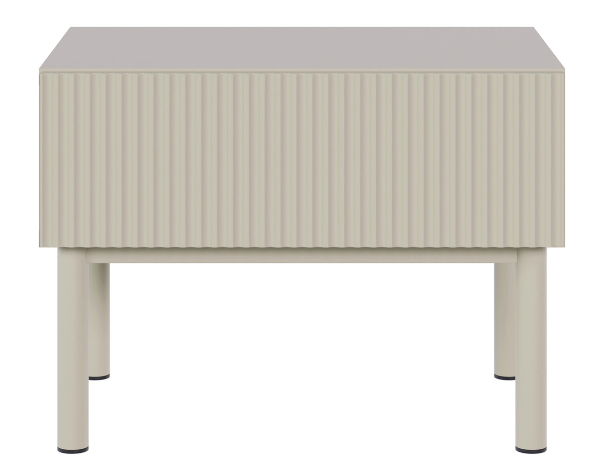 Nachttisch Veldio New mit gefräster Front und Schublade 50 cm grau-beige