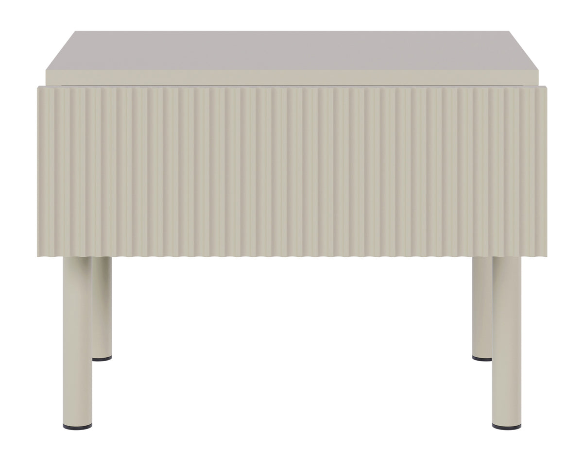 Nachttisch Veldio New mit gefräster Front und Schublade 50 cm grau-beige