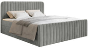 Lit continental 140x200 cm Saliano avec rangements et surmatelas en velours gris
