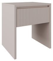 Table de chevet Vemmi 45 cm avec tiroir et façade rainurée cachemire