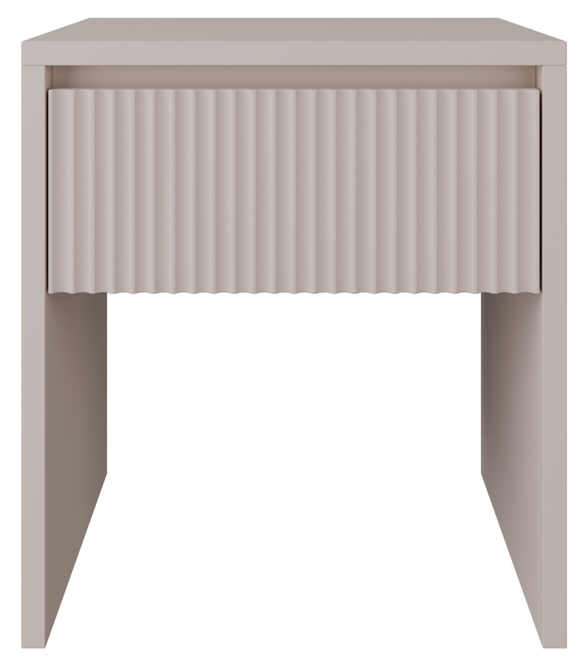 Table de chevet Vemmi 45 cm avec tiroir et façade rainurée cachemire