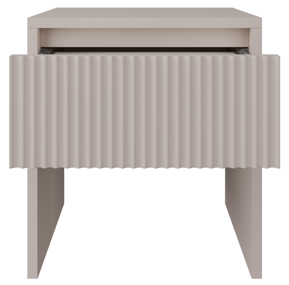 Table de chevet Vemmi 45 cm avec tiroir et façade rainurée cachemire