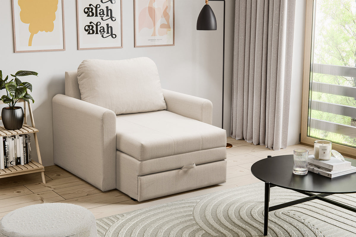 Fauteuil convertible Dejano en rotin clair beige