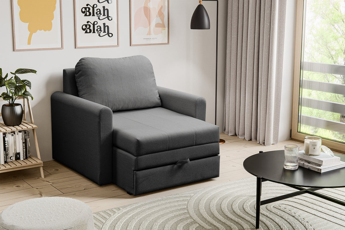 Fauteuil convertible Dejano gris foncé tressé