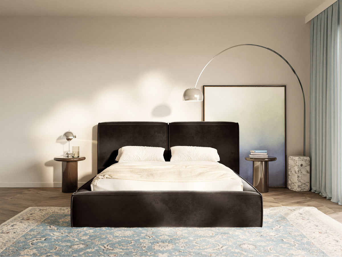 Polsterbett 180x200 cm Tilves mit Stauraum, Metallrahmen, brauner Samt