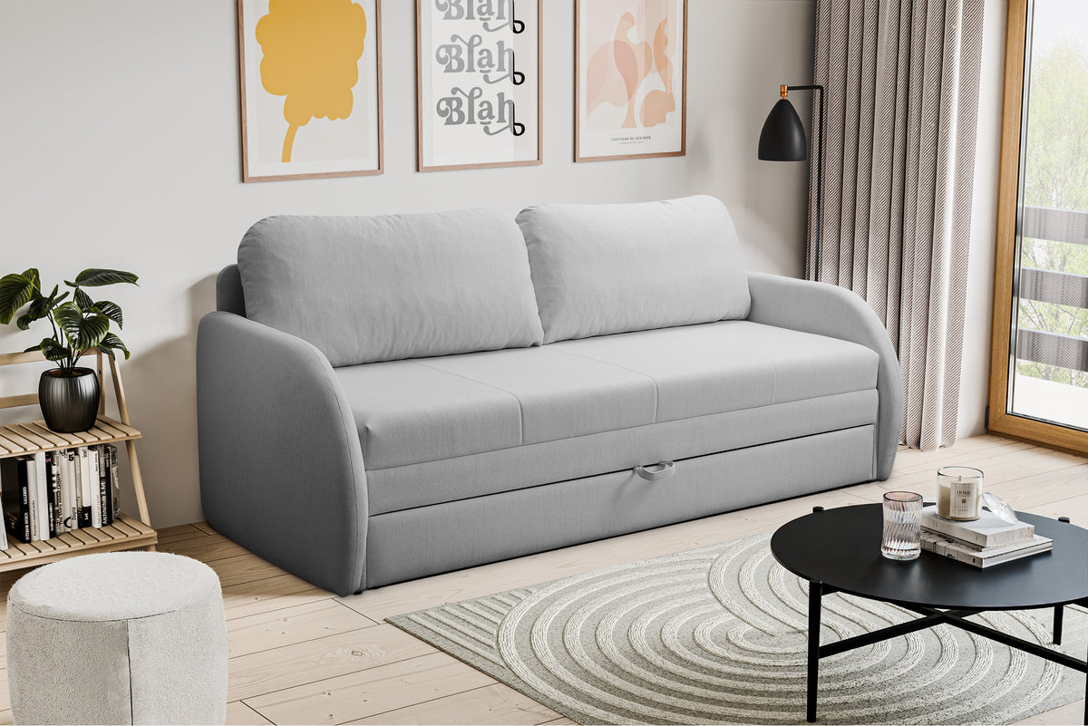 Canapé convertible 3 places Diego en tissage gris clair