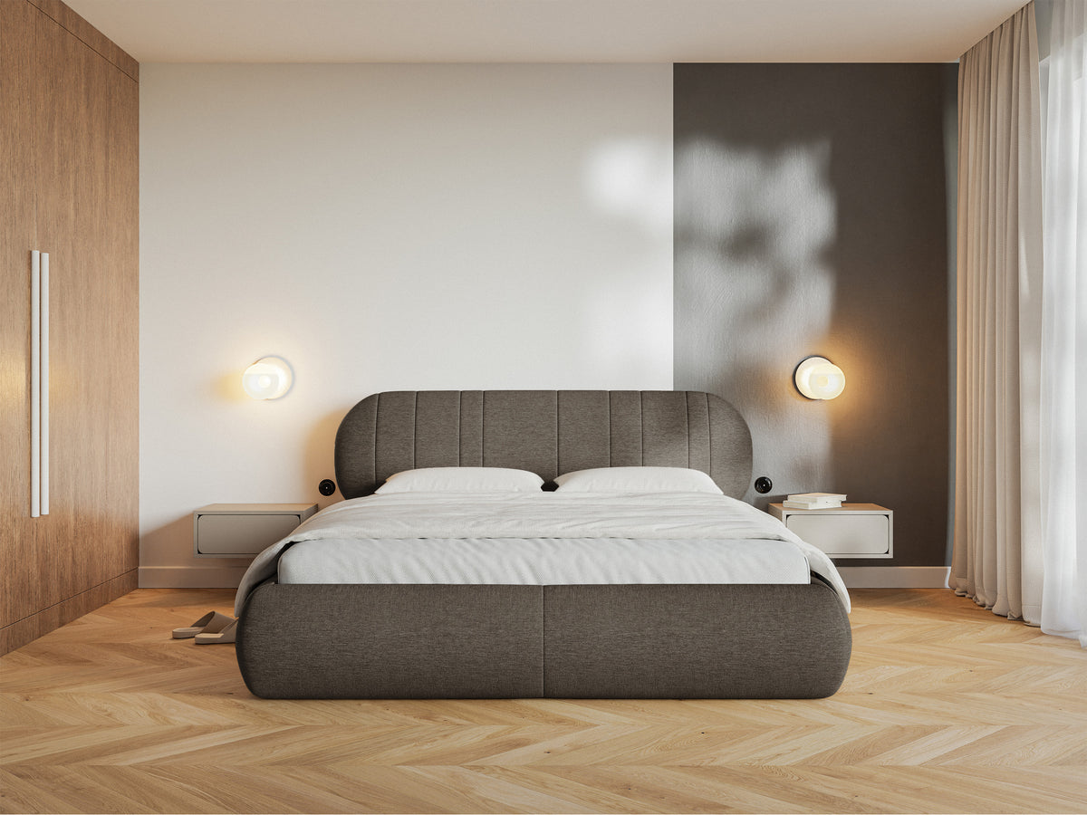 Polsterbett 180x200 cm Asmelio braun Geflecht