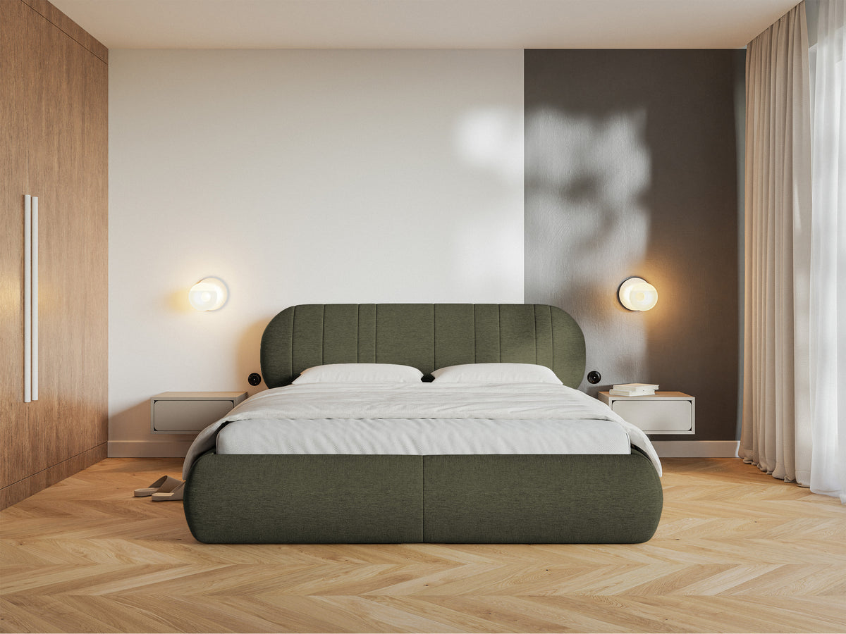 Polsterbett 180x200 cm Asmelio Khaki Geflecht