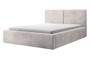 Lit tapissé 180x200 cm Farese avec rangement et vérin à gaz, velours côtelé beige foncé
