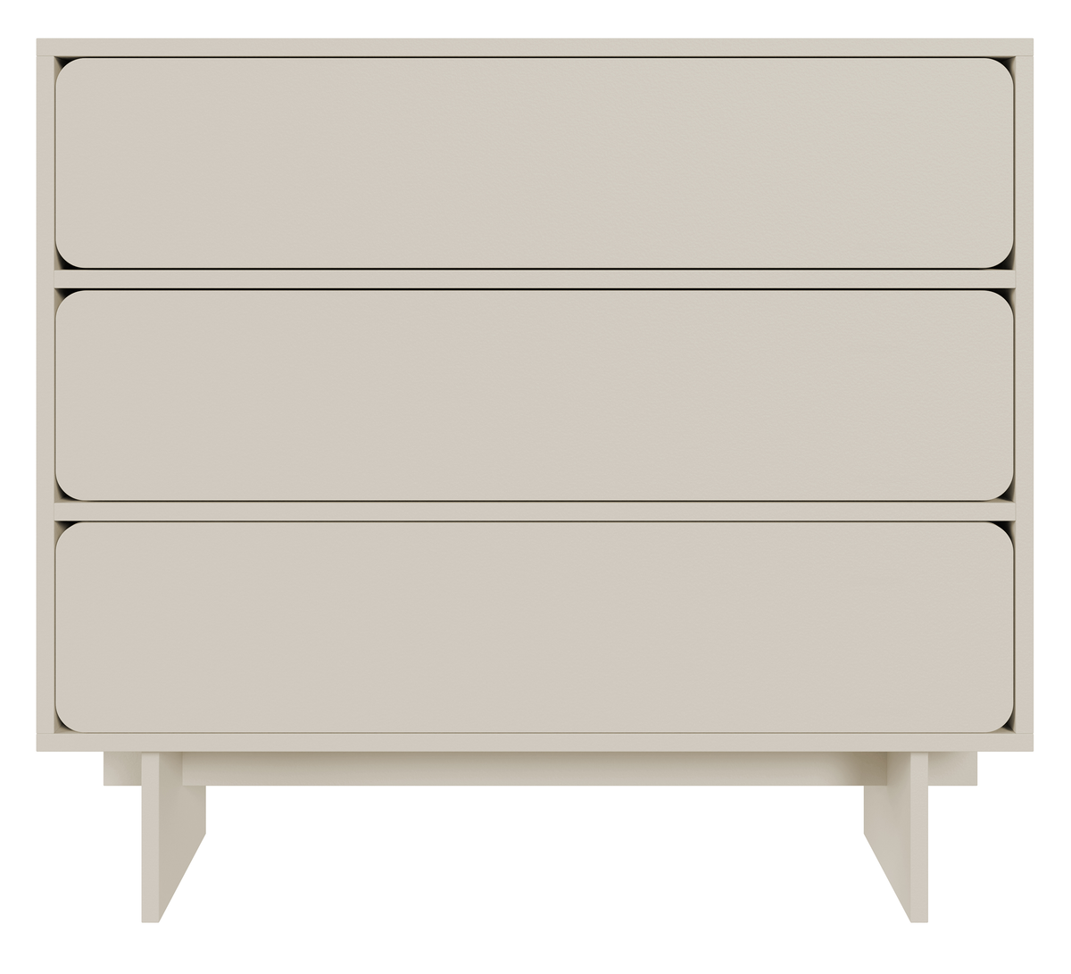 Commode Wuwu 101 cm gris beige avec trois tiroirs