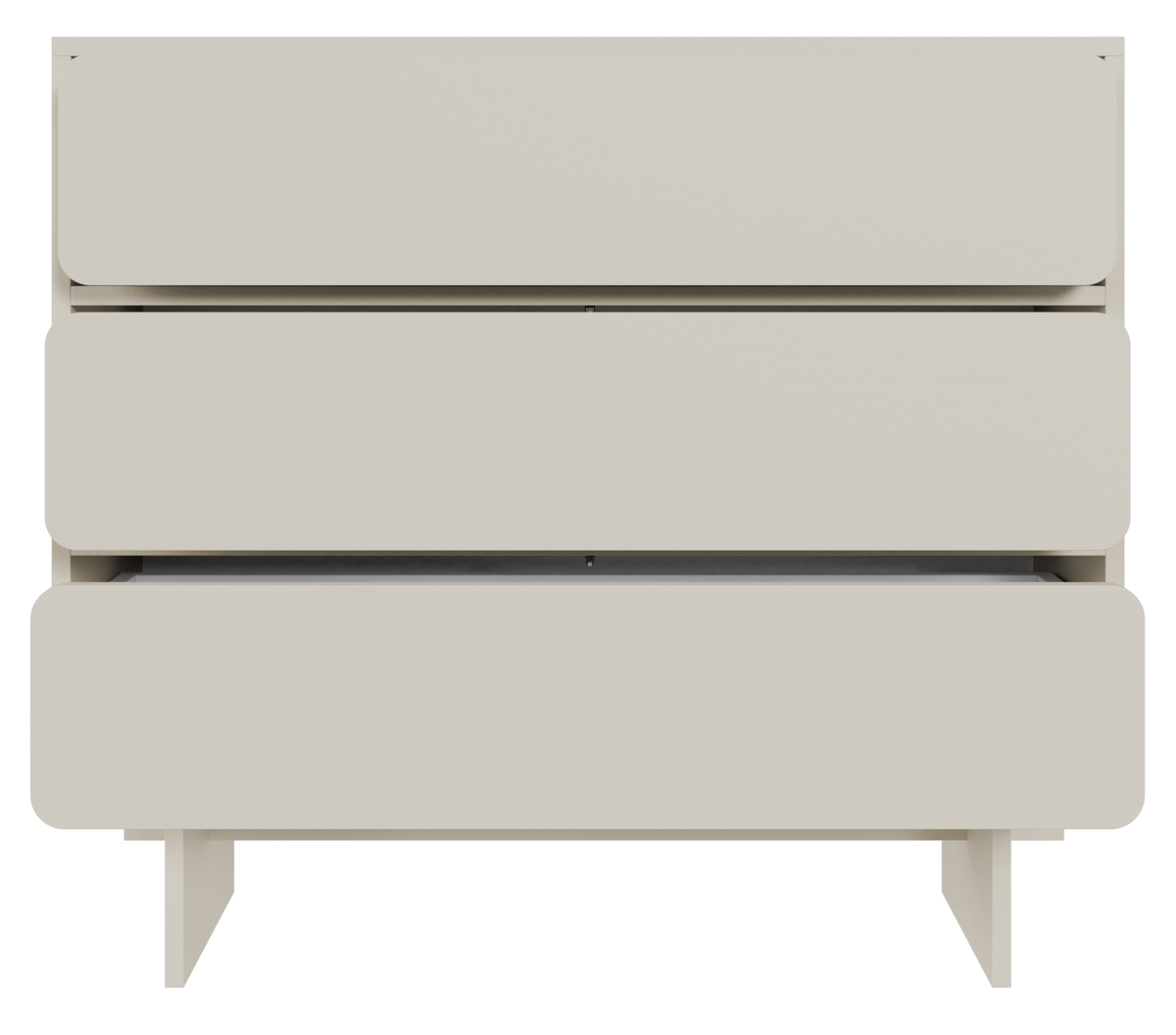 Commode Wuwu 101 cm gris beige avec trois tiroirs