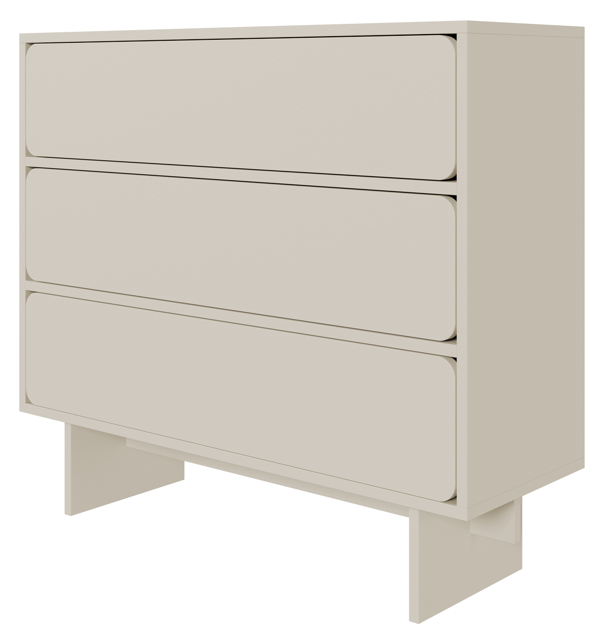 Commode Wuwu 101 cm gris beige avec trois tiroirs