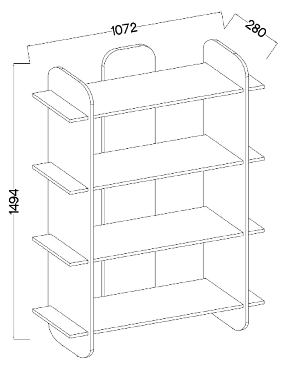 Étagère Livio à quatre étagères 107 cm Chêne Evoke
