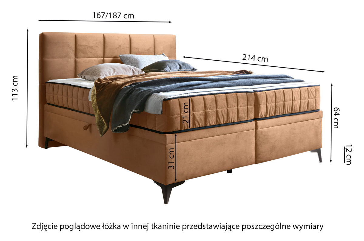 Kontinentales Bett 180x200 cm Beriano mit Stauraum und Matratze, Flaschengrün Samt