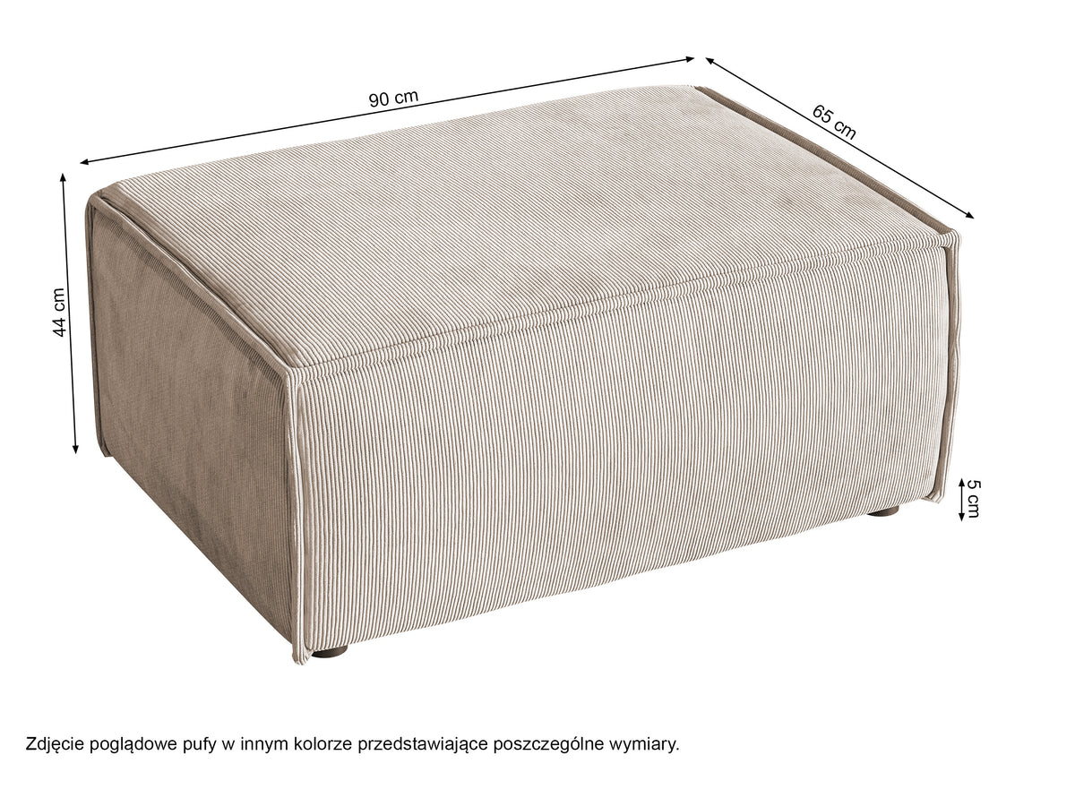 Pouf Copertino 65x90 cm velours côtelé sable