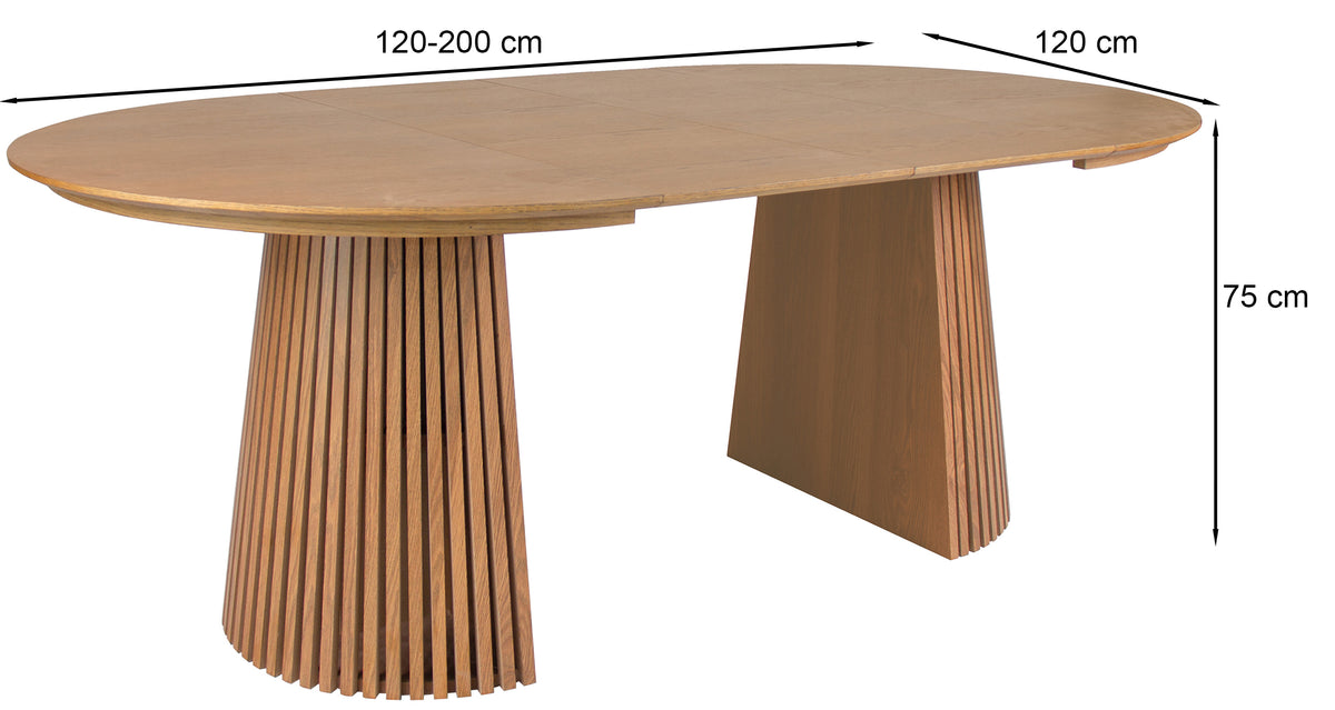 Table extensible Formisty 120-200x120 cm lames chêne naturel