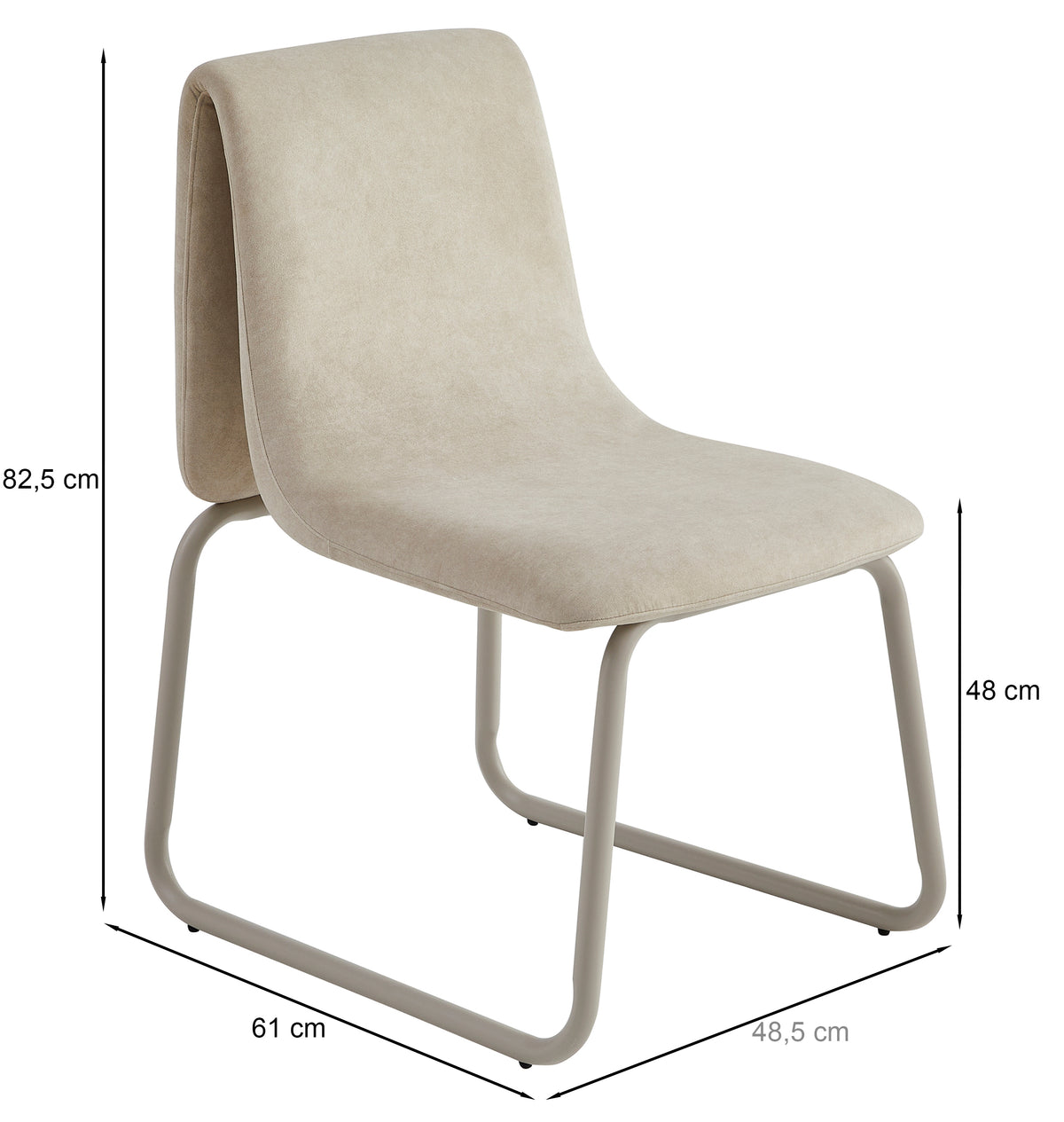Chaise rembourrée Reestify en velours beige avec tissu facile à nettoyer