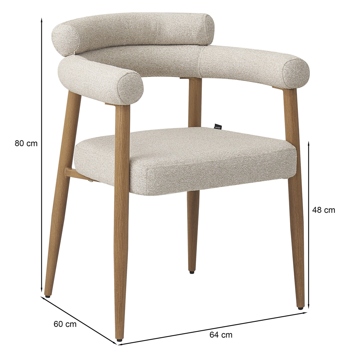 Bezogenes Esszimmerstuhl Pragess in Beige Bouclé/Natur Eiche