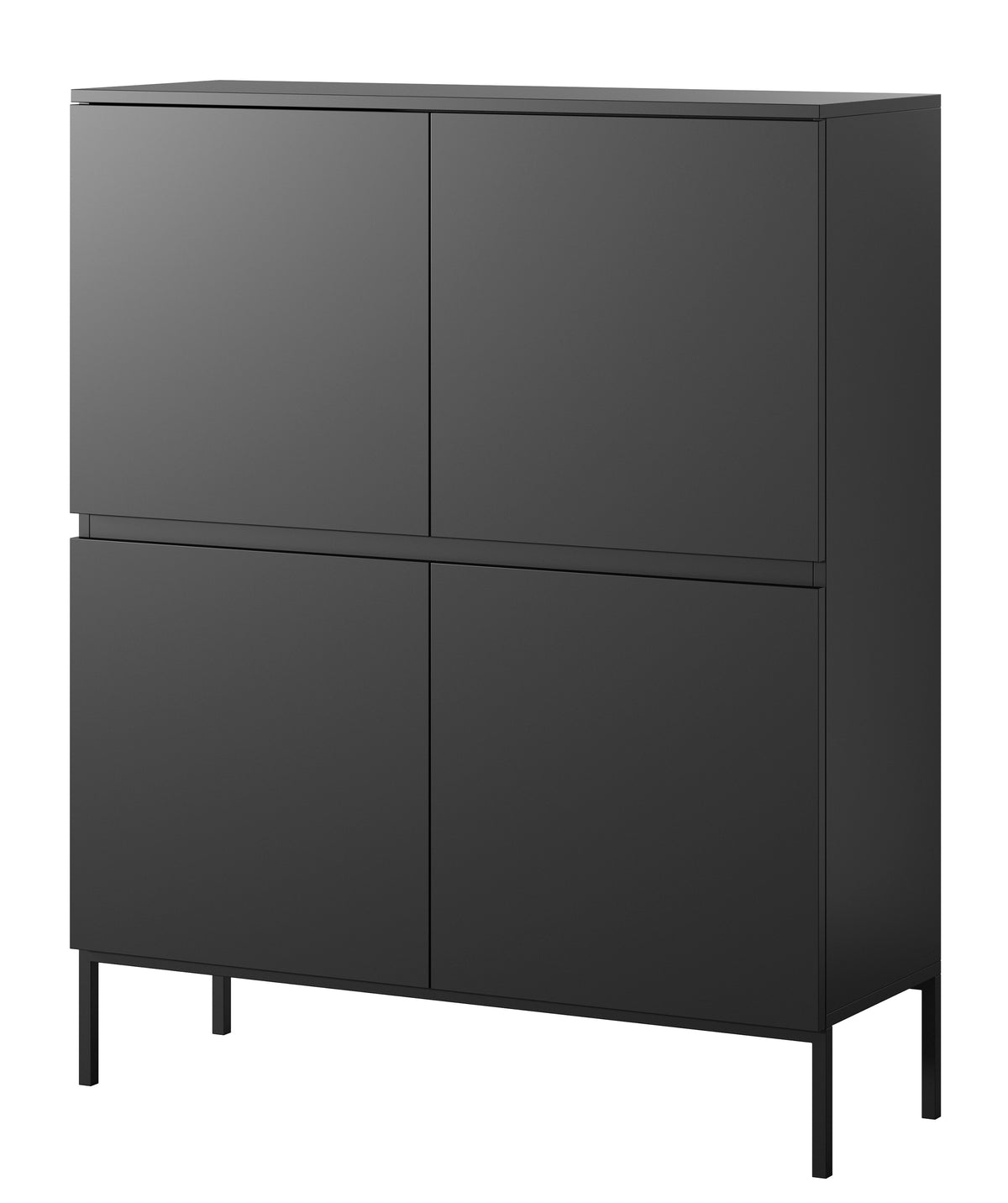 Commode haute Bemmi 100 cm noire avec pieds noirs