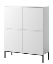 Commode haute Bemmi 100 cm blanche avec pieds noirs