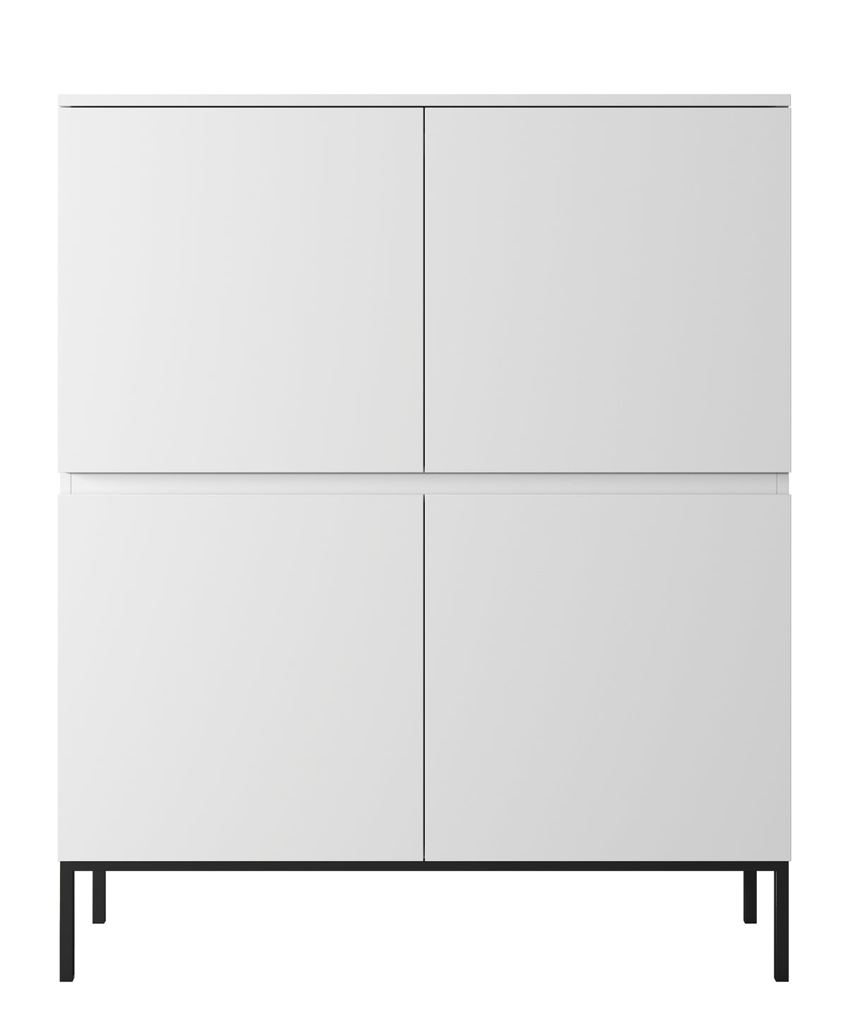 Commode haute Bemmi 100 cm blanche avec pieds noirs