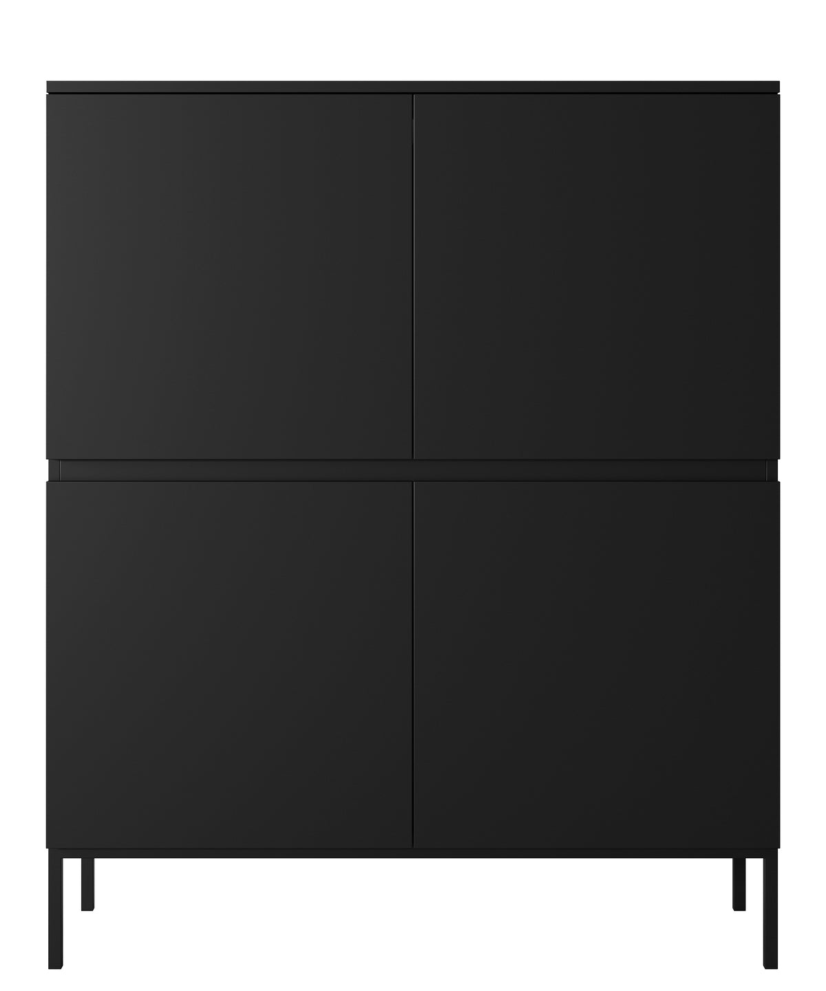 Commode haute Bemmi 100 cm noire avec pieds noirs