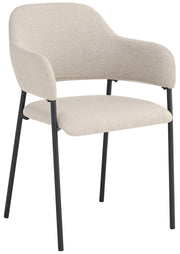 Chaise rembourrée Azhai beige avec pieds noirs