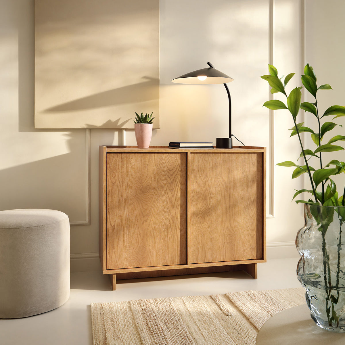 Commode deux portes Yasumi 98 cm chêne caramel