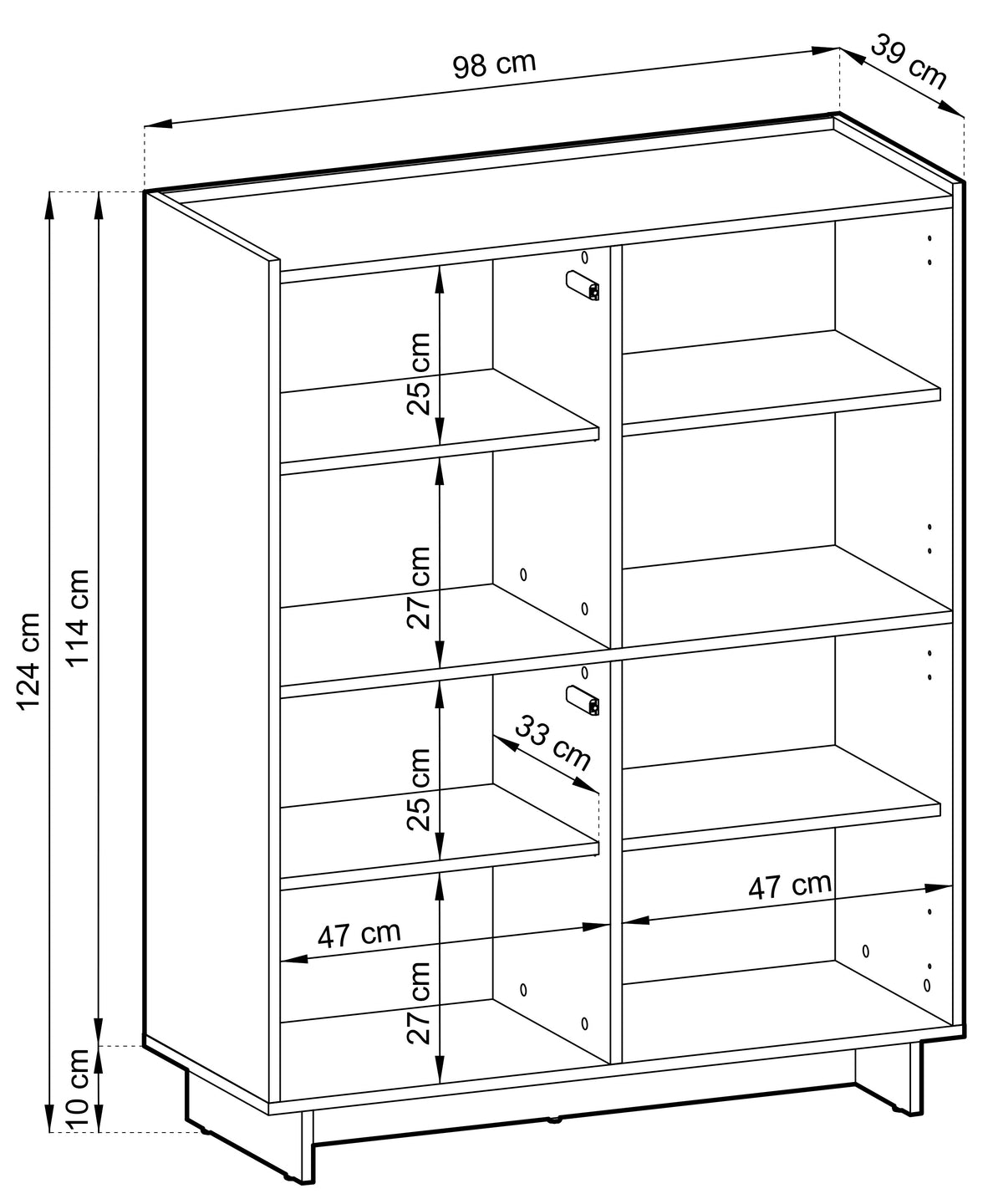 Commode quatre portes Yasumi 98 cm chêne caramel