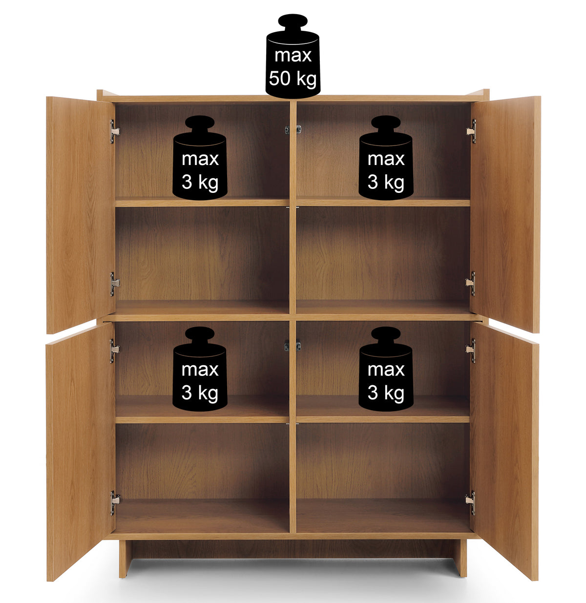 Commode quatre portes Yasumi 98 cm chêne caramel