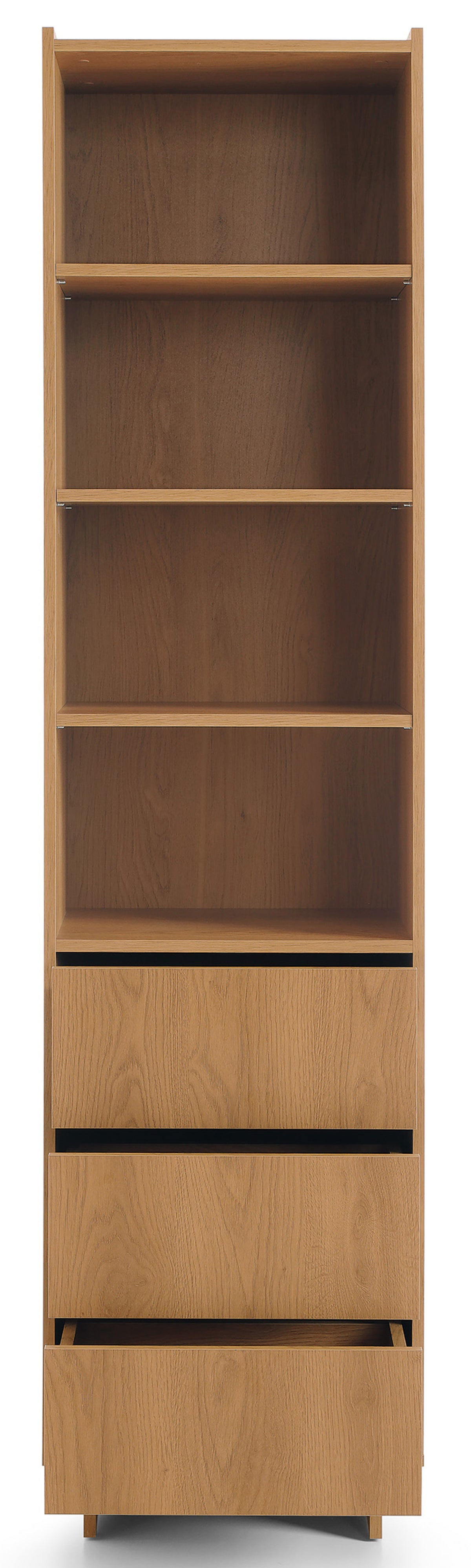 Étagère Yasumi avec trois tiroirs et étagères 50 cm chêne caramel