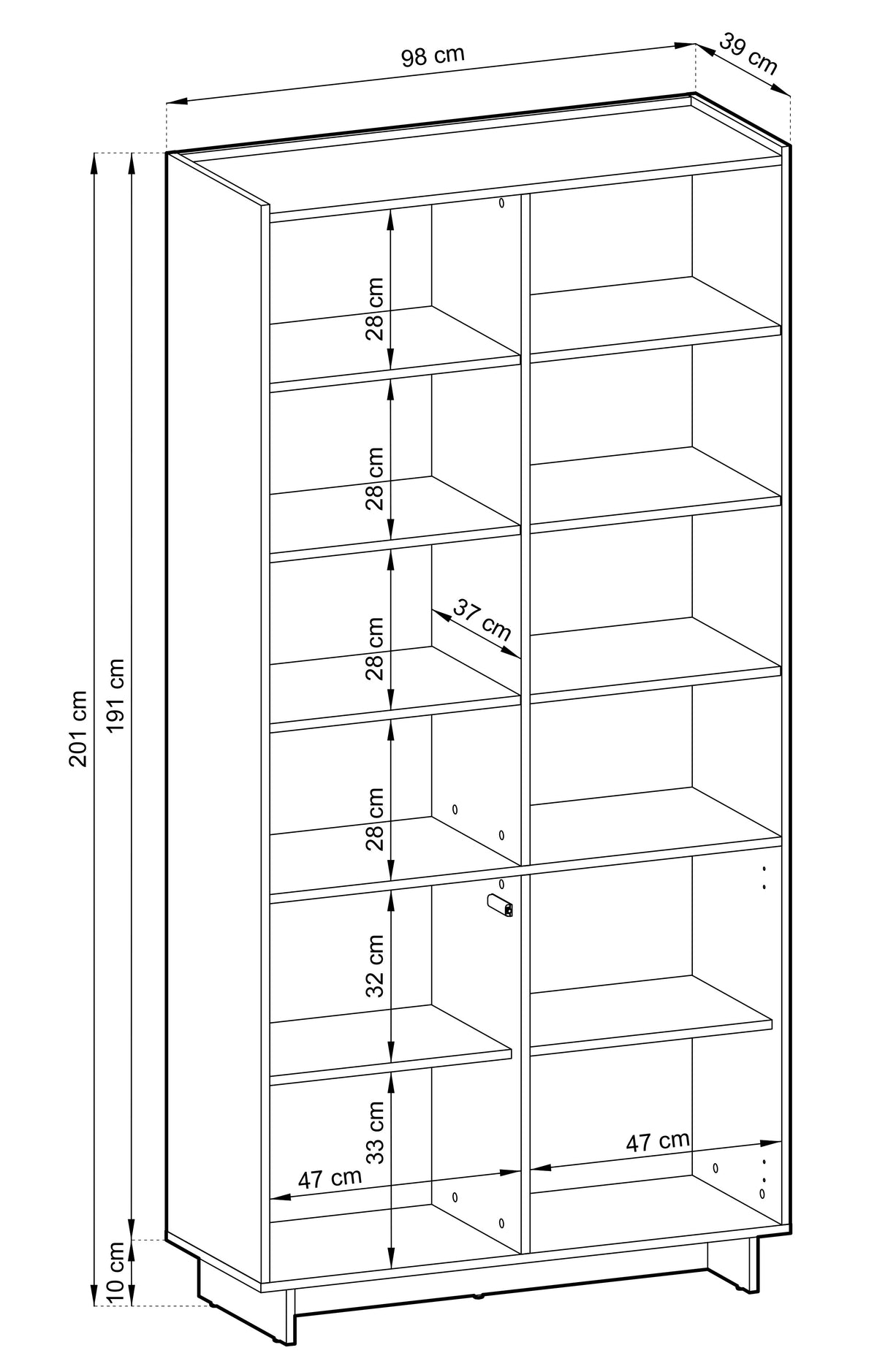 Étagère deux portes Yasumi avec étagères 98 cm chêne caramel