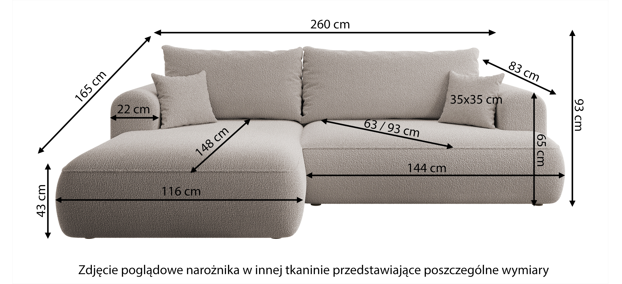Canapé-lit d'angle Ovo en L gris foncé avec un conteneur bouclé à gauche