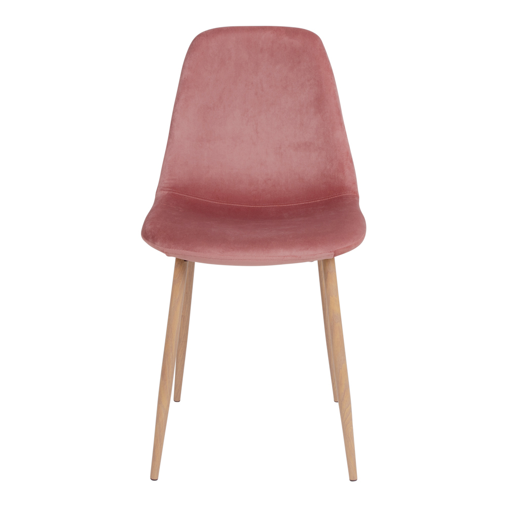 Suite de deux chaises rembourrées rose Iger avec pieds marron