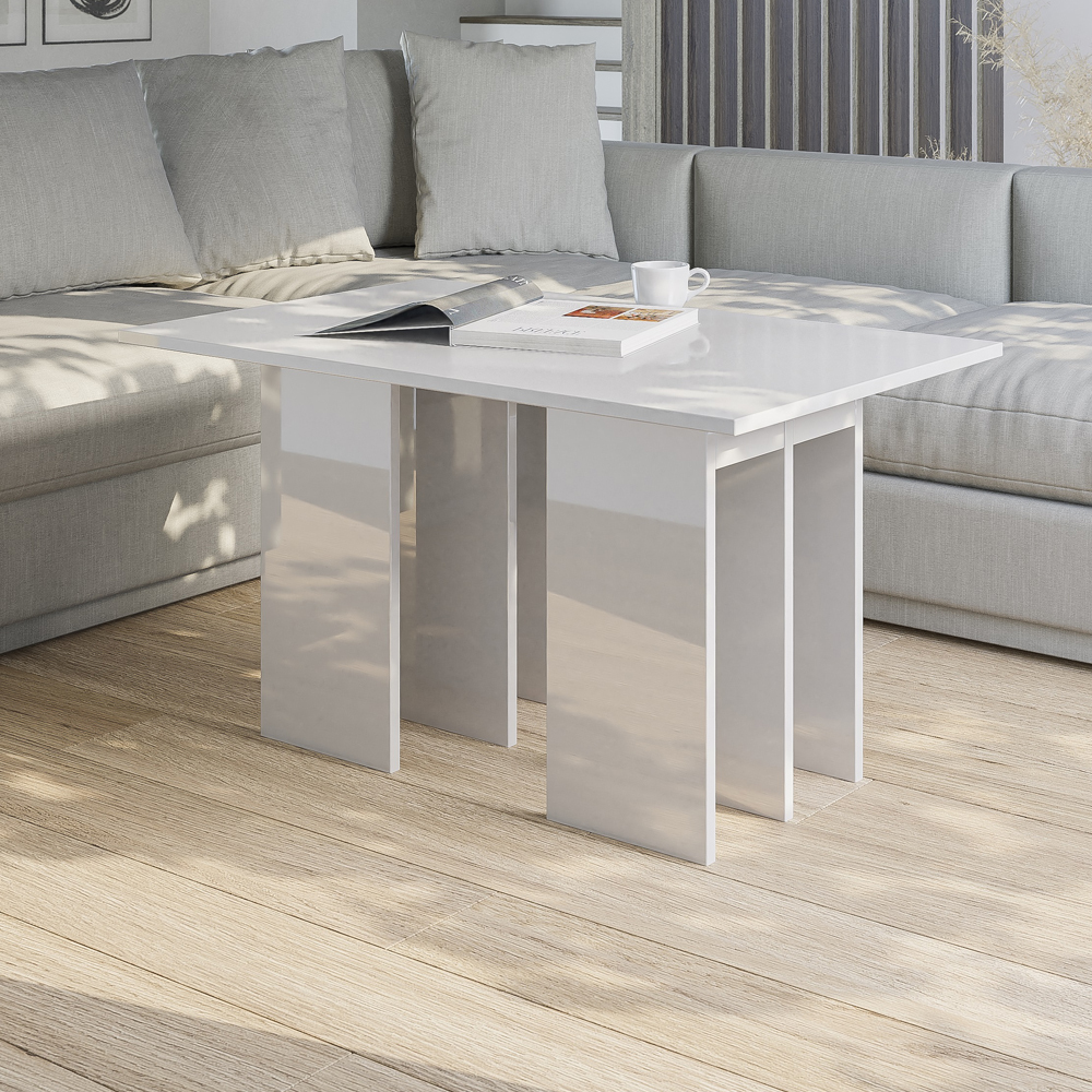Table basse NoWhize 60x120 cm, blanc brillant