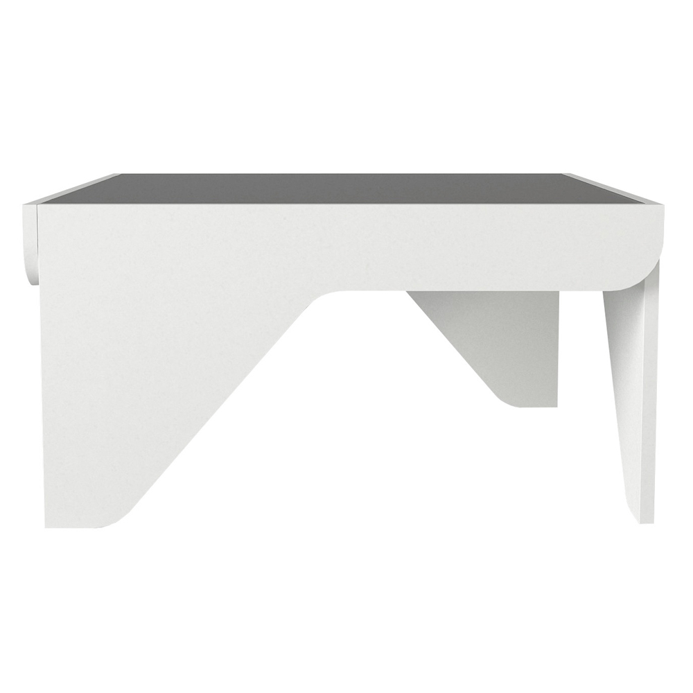 Table basse Meiza avec plateau en verre, blanc
