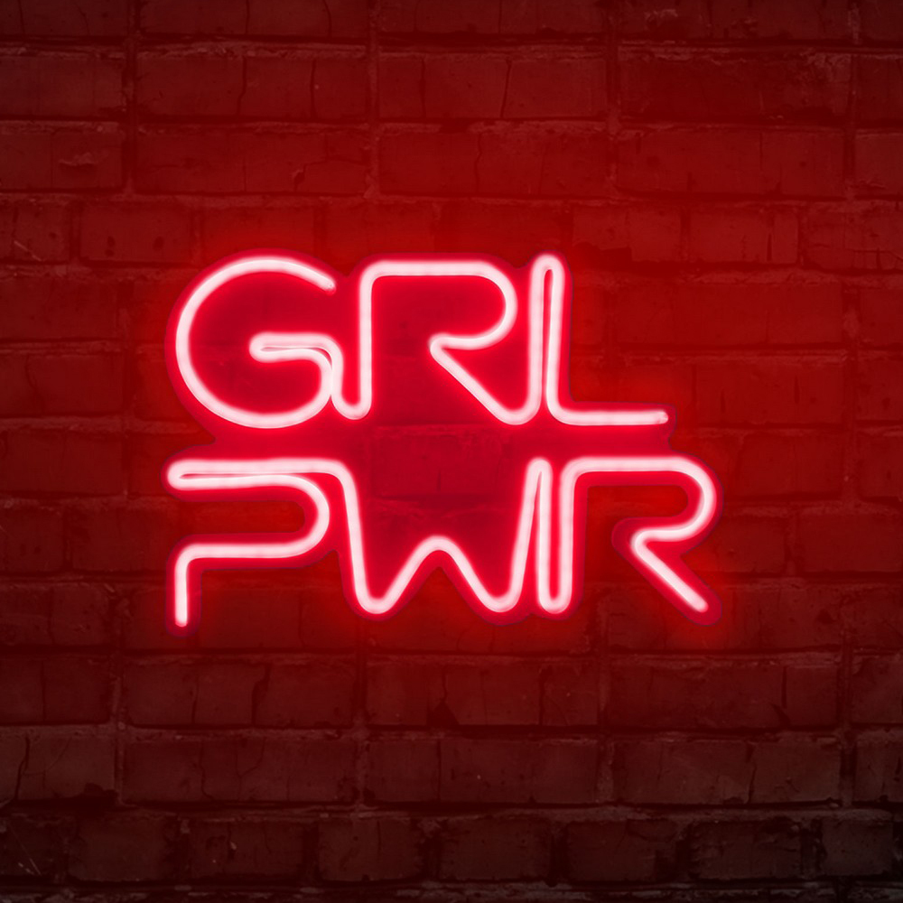LETELY Enseigne au néon sur le mur avec inscription Girl Power rouge