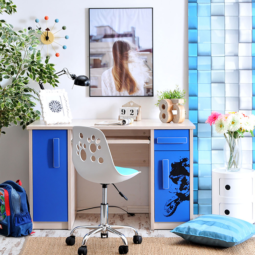 FOOT Chaise de bureau enfant blanc / bleu - Selsey