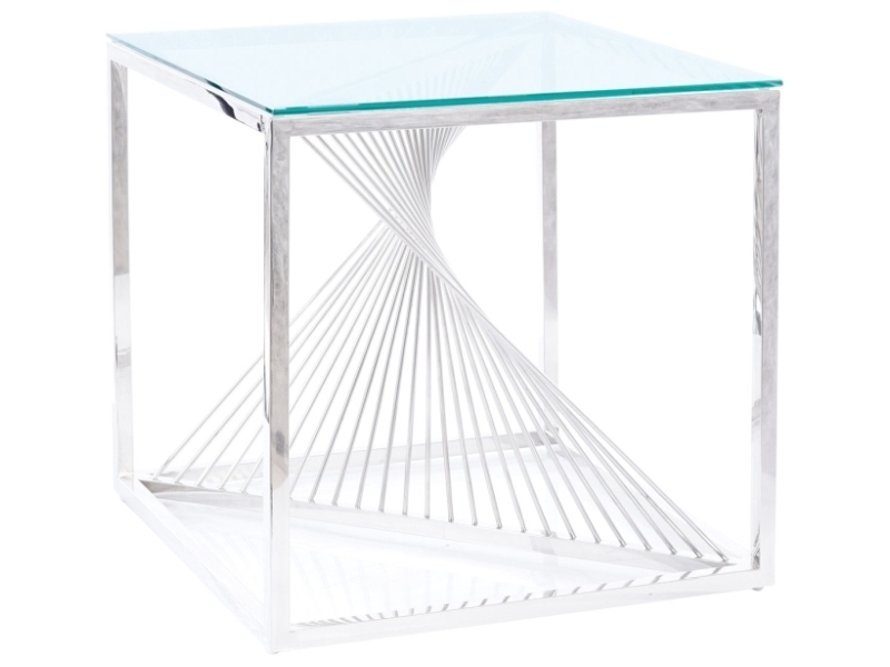 Table basse Miriella 55x55 cm avec plateau en verre