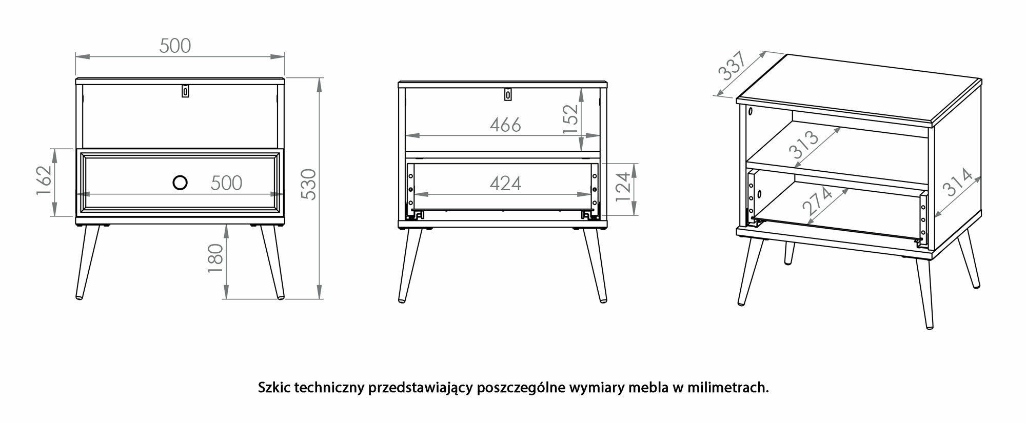 Table de chevet Darrby 50x34 cm avec tiroir blanc/blanc brillant avec pieds dorés