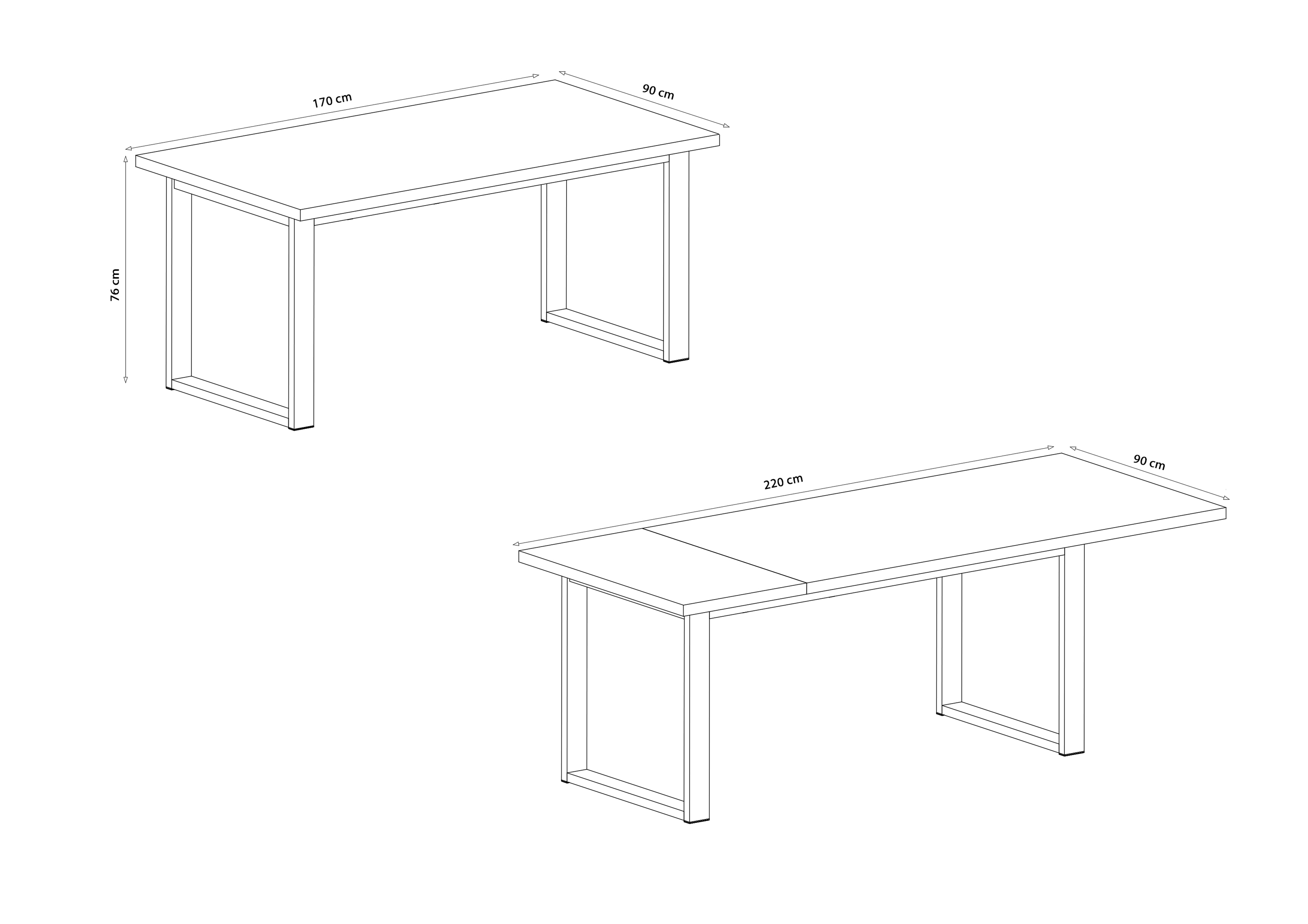 Table extensible Feliks 170-220x90 cm chêne wotan