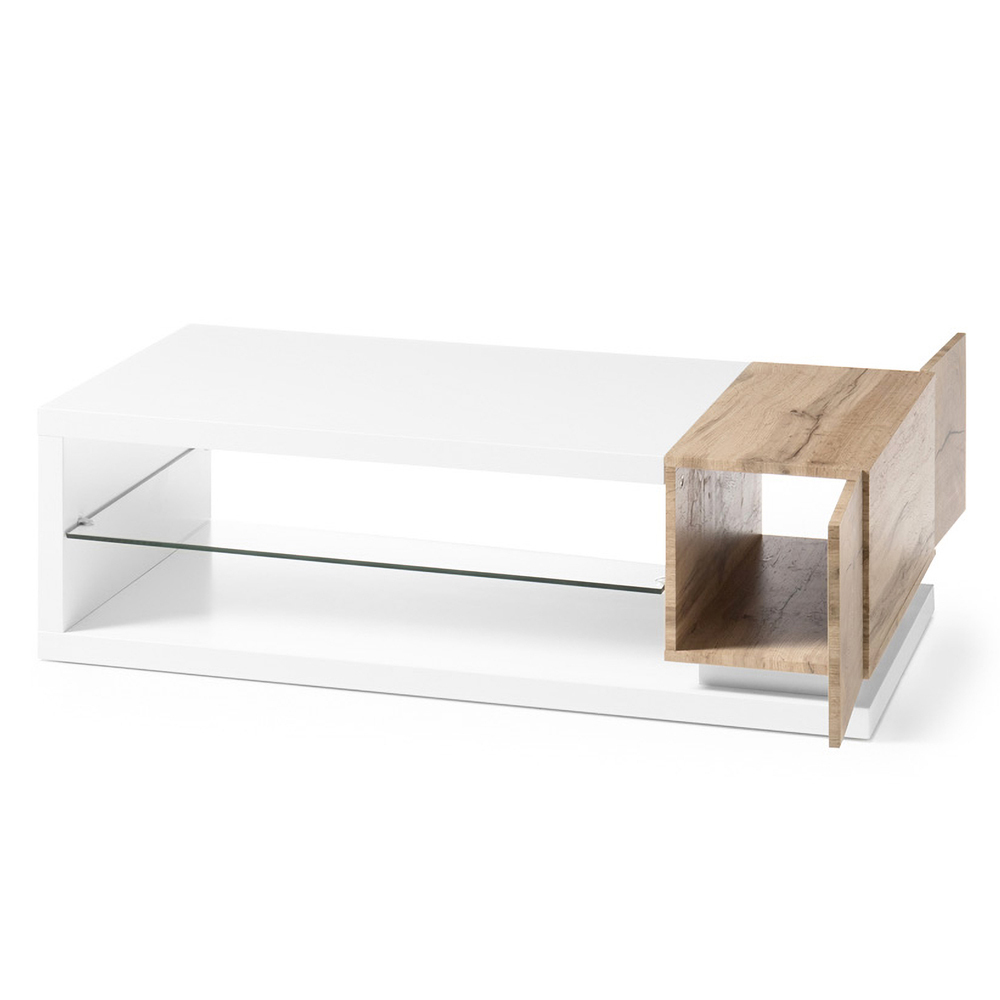 Table basse Peppinot 63x120 cm blanc mat - chêne