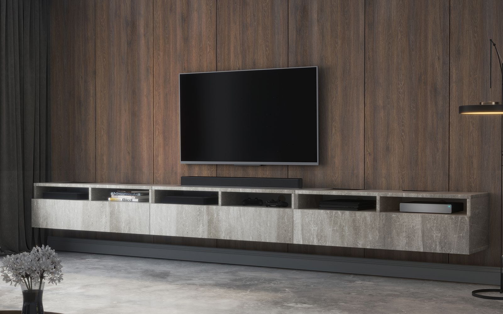 REDNAW Meuble TV moderne 3x100 cm